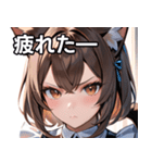 猫耳のアッシュブラウン ＆ 真剣な表情（個別スタンプ：23）