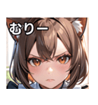 猫耳のアッシュブラウン ＆ 真剣な表情（個別スタンプ：25）