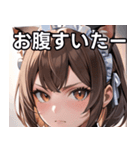 猫耳のアッシュブラウン ＆ 真剣な表情（個別スタンプ：28）