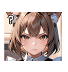 猫耳のアッシュブラウン ＆ 真剣な表情（個別スタンプ：30）