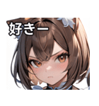 猫耳のアッシュブラウン ＆ 真剣な表情（個別スタンプ：35）