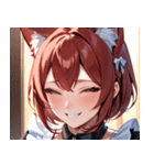 猫耳のワインレッドの髪 ＆ 安堵の笑顔0（個別スタンプ：3）