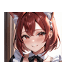 猫耳のワインレッドの髪 ＆ 安堵の笑顔0（個別スタンプ：6）
