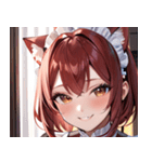 猫耳のワインレッドの髪 ＆ 安堵の笑顔0（個別スタンプ：7）
