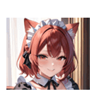 猫耳のワインレッドの髪 ＆ 安堵の笑顔0（個別スタンプ：10）