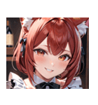 猫耳のワインレッドの髪 ＆ 安堵の笑顔0（個別スタンプ：15）
