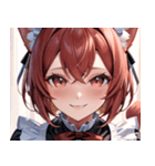 猫耳のワインレッドの髪 ＆ 安堵の笑顔0（個別スタンプ：21）