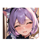 猫耳のラベンダー色の髪 ＆ 嬉し涙0（個別スタンプ：4）