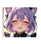 猫耳のラベンダー色の髪 ＆ 嬉し涙0（個別スタンプ：6）