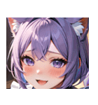 猫耳のラベンダー色の髪 ＆ 嬉し涙0（個別スタンプ：12）
