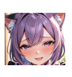 猫耳のラベンダー色の髪 ＆ 嬉し涙0（個別スタンプ：20）