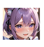 猫耳のラベンダー色の髪 ＆ 嬉し涙0（個別スタンプ：37）
