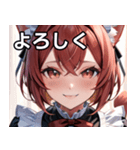 猫耳のワインレッドの髪 ＆ 安堵の笑顔（個別スタンプ：21）