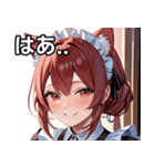 猫耳のワインレッドの髪 ＆ 安堵の笑顔（個別スタンプ：24）