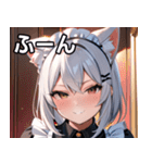 猫耳の銀髪 ＆ いたずらなウィンク（個別スタンプ：9）