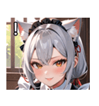 猫耳の銀髪 ＆ いたずらなウィンク（個別スタンプ：14）