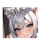 猫耳の銀髪 ＆ いたずらなウィンク（個別スタンプ：21）