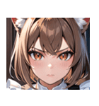 猫耳のアッシュブラウン ＆ 真剣な表情0（個別スタンプ：2）