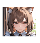 猫耳のアッシュブラウン ＆ 真剣な表情0（個別スタンプ：3）