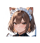 猫耳のアッシュブラウン ＆ 真剣な表情0（個別スタンプ：4）