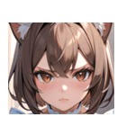 猫耳のアッシュブラウン ＆ 真剣な表情0（個別スタンプ：5）