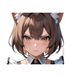 猫耳のアッシュブラウン ＆ 真剣な表情0（個別スタンプ：6）