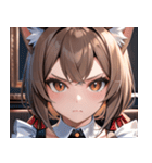 猫耳のアッシュブラウン ＆ 真剣な表情0（個別スタンプ：7）