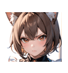 猫耳のアッシュブラウン ＆ 真剣な表情0（個別スタンプ：8）
