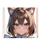 猫耳のアッシュブラウン ＆ 真剣な表情0（個別スタンプ：9）