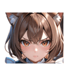 猫耳のアッシュブラウン ＆ 真剣な表情0（個別スタンプ：10）