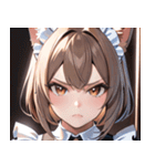 猫耳のアッシュブラウン ＆ 真剣な表情0（個別スタンプ：11）