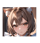 猫耳のアッシュブラウン ＆ 真剣な表情0（個別スタンプ：12）
