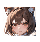 猫耳のアッシュブラウン ＆ 真剣な表情0（個別スタンプ：13）