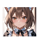 猫耳のアッシュブラウン ＆ 真剣な表情0（個別スタンプ：14）