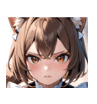 猫耳のアッシュブラウン ＆ 真剣な表情0（個別スタンプ：15）