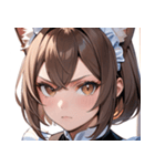 猫耳のアッシュブラウン ＆ 真剣な表情0（個別スタンプ：16）