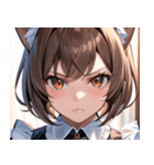 猫耳のアッシュブラウン ＆ 真剣な表情0（個別スタンプ：17）