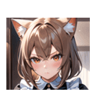 猫耳のアッシュブラウン ＆ 真剣な表情0（個別スタンプ：18）