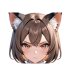 猫耳のアッシュブラウン ＆ 真剣な表情0（個別スタンプ：19）