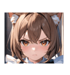 猫耳のアッシュブラウン ＆ 真剣な表情0（個別スタンプ：20）