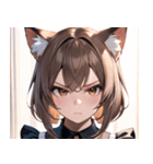 猫耳のアッシュブラウン ＆ 真剣な表情0（個別スタンプ：21）