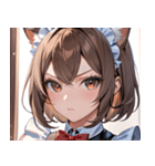猫耳のアッシュブラウン ＆ 真剣な表情0（個別スタンプ：22）