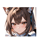 猫耳のアッシュブラウン ＆ 真剣な表情0（個別スタンプ：23）