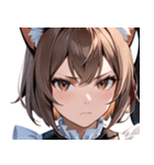 猫耳のアッシュブラウン ＆ 真剣な表情0（個別スタンプ：24）