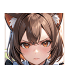 猫耳のアッシュブラウン ＆ 真剣な表情0（個別スタンプ：25）