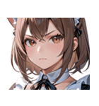 猫耳のアッシュブラウン ＆ 真剣な表情0（個別スタンプ：26）