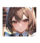 猫耳のアッシュブラウン ＆ 真剣な表情0（個別スタンプ：27）