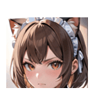 猫耳のアッシュブラウン ＆ 真剣な表情0（個別スタンプ：28）