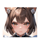 猫耳のアッシュブラウン ＆ 真剣な表情0（個別スタンプ：29）