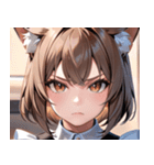 猫耳のアッシュブラウン ＆ 真剣な表情0（個別スタンプ：30）